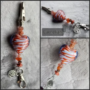 Carnelian Mini Roach Clips and Keychain with Tree Charm