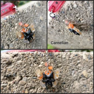 Carnelian Butterfly Skull Phone Charm