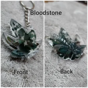 Bloodstone Pot Leaf Keychain