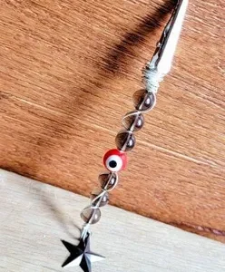 Smoky Quartz Roach Clips with Red Eye Bead