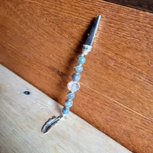 Labradorite Roach Clips with Feather