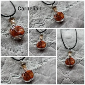 Carnelian Glass Bottle Necklace
